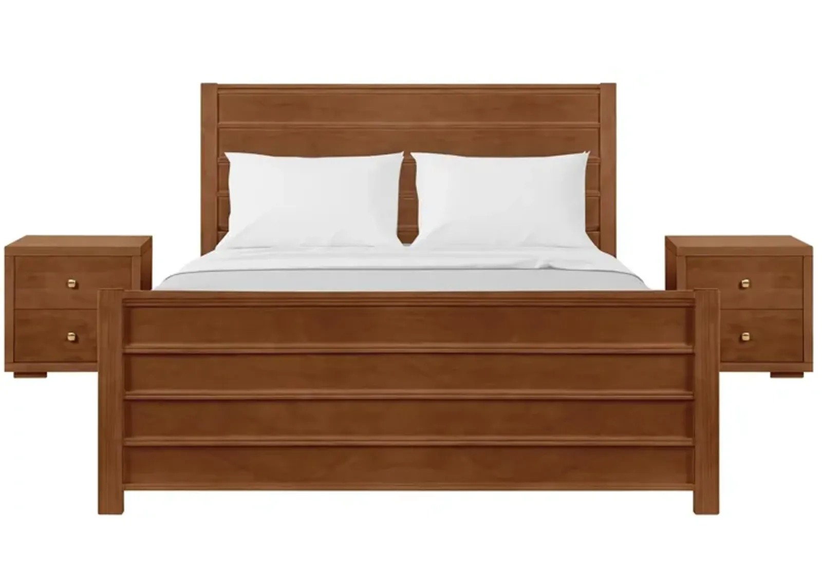 Caroline Platform Bed with 2 Nightstands in Walnut by CAMDEN ISLE