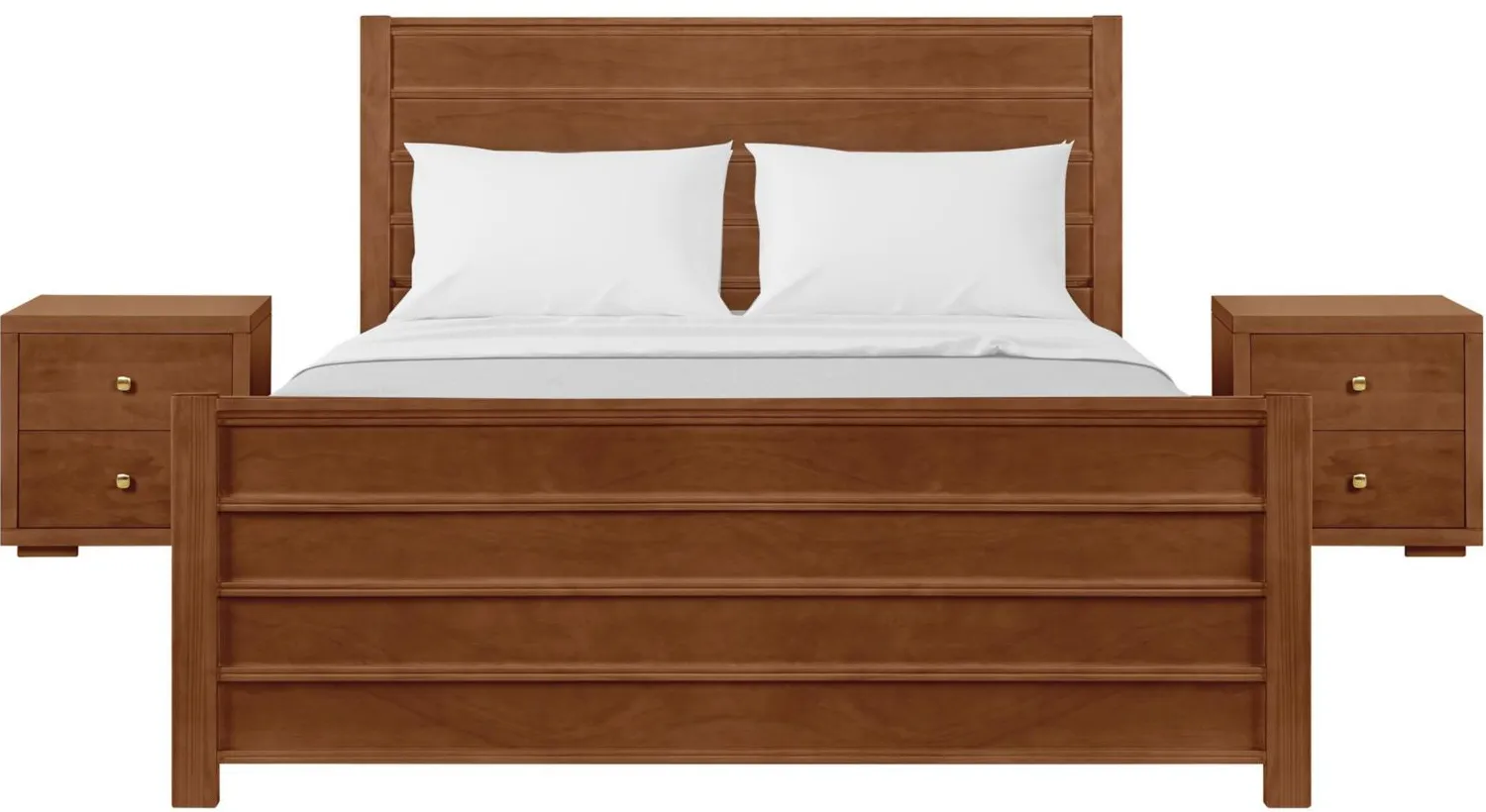 Caroline Platform Bed with 2 Nightstands in Walnut by CAMDEN ISLE