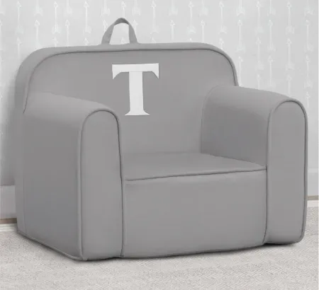Cozee Monogrammed Chair Letter "T" in Light Gray by Delta Children