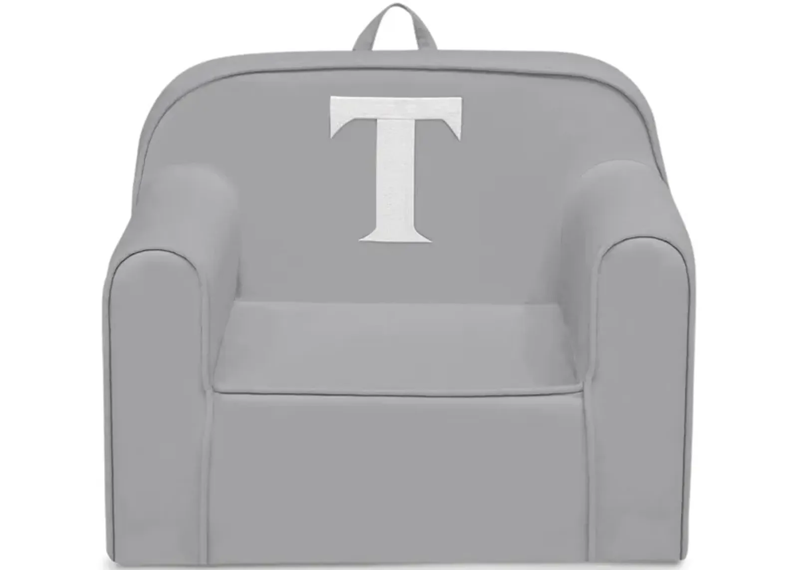 Cozee Monogrammed Chair Letter "T" in Light Gray by Delta Children