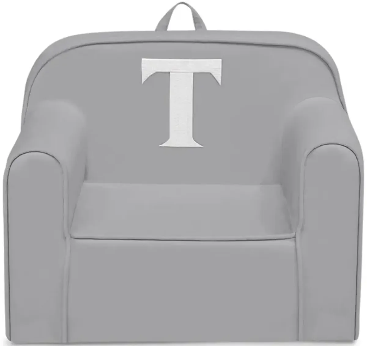 Cozee Monogrammed Chair Letter "T" in Light Gray by Delta Children