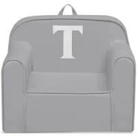 Cozee Monogrammed Chair Letter "T" in Light Gray by Delta Children