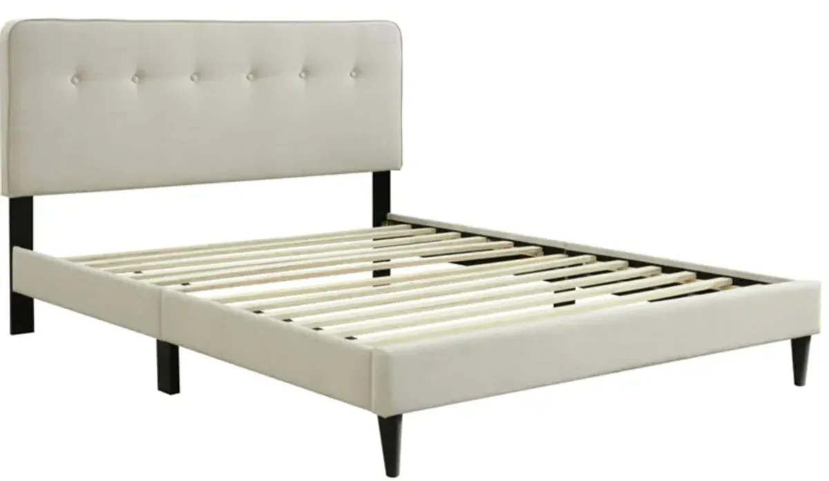 Amelia Upholstered Bed in Cream by Bernards Furniture Group