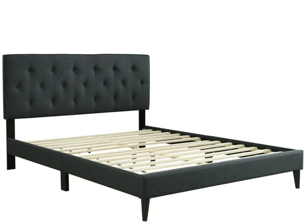 Piper Upholstered Bed w/ USB in Black by Bernards Furniture Group