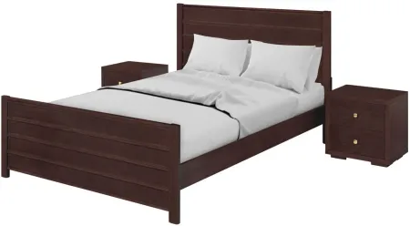 Caroline Platform Bed with 2 Nightstands in Espresso by CAMDEN ISLE