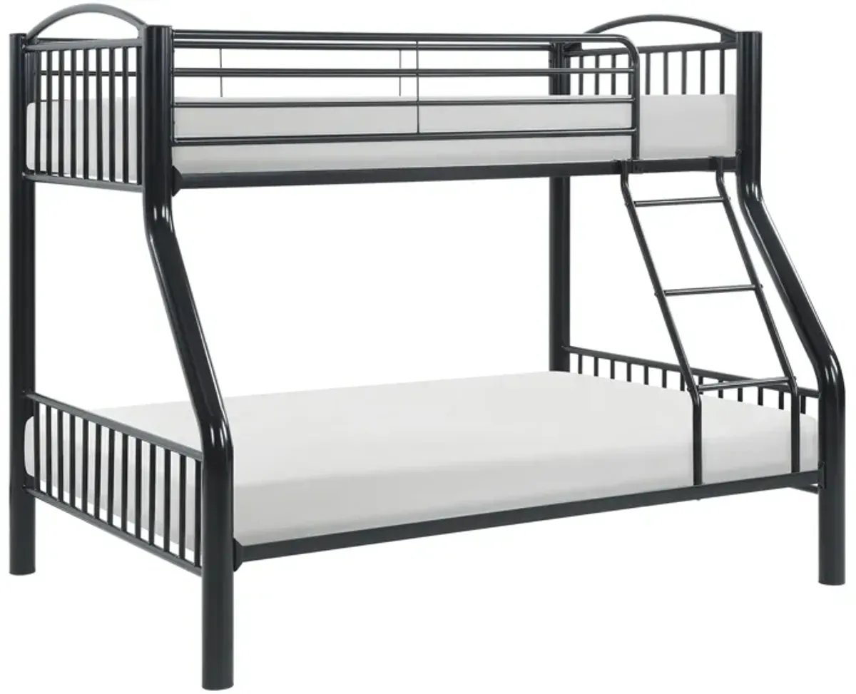 Transect Twin Over Full Metal Bunk Bed in Black by Homelegance