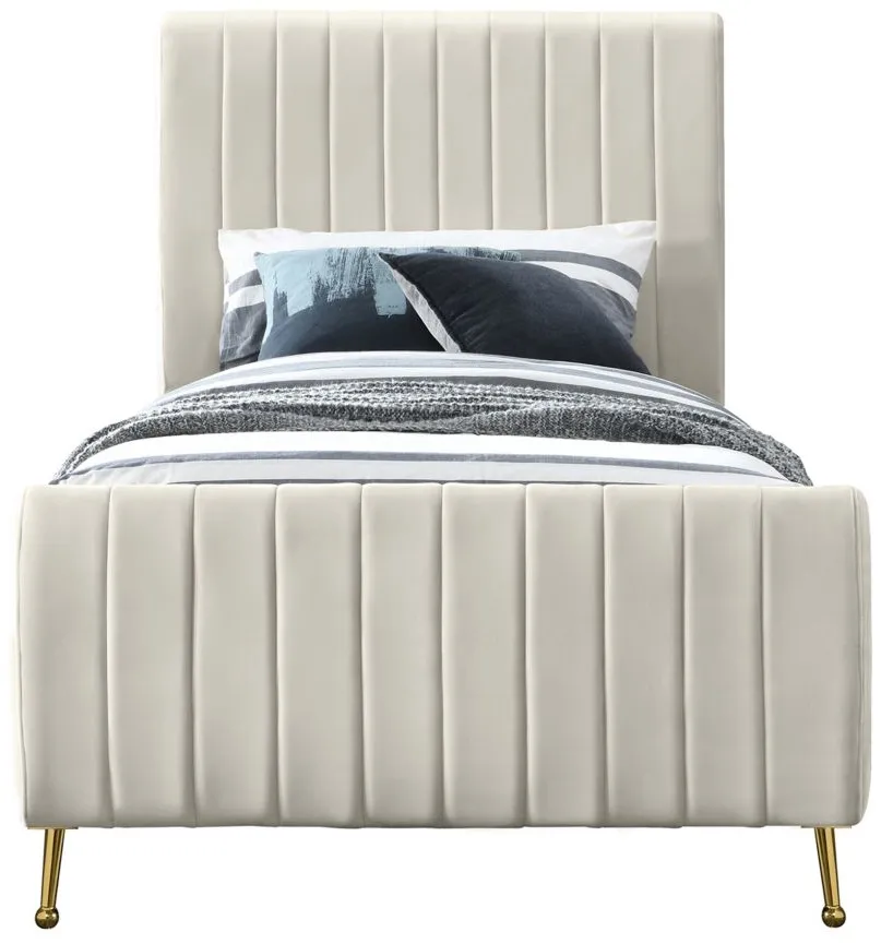 Zara Twin Bed in Cream White by Meridian Furniture