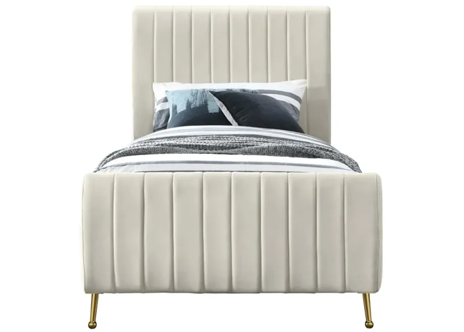 Zara Twin Bed in Cream White by Meridian Furniture