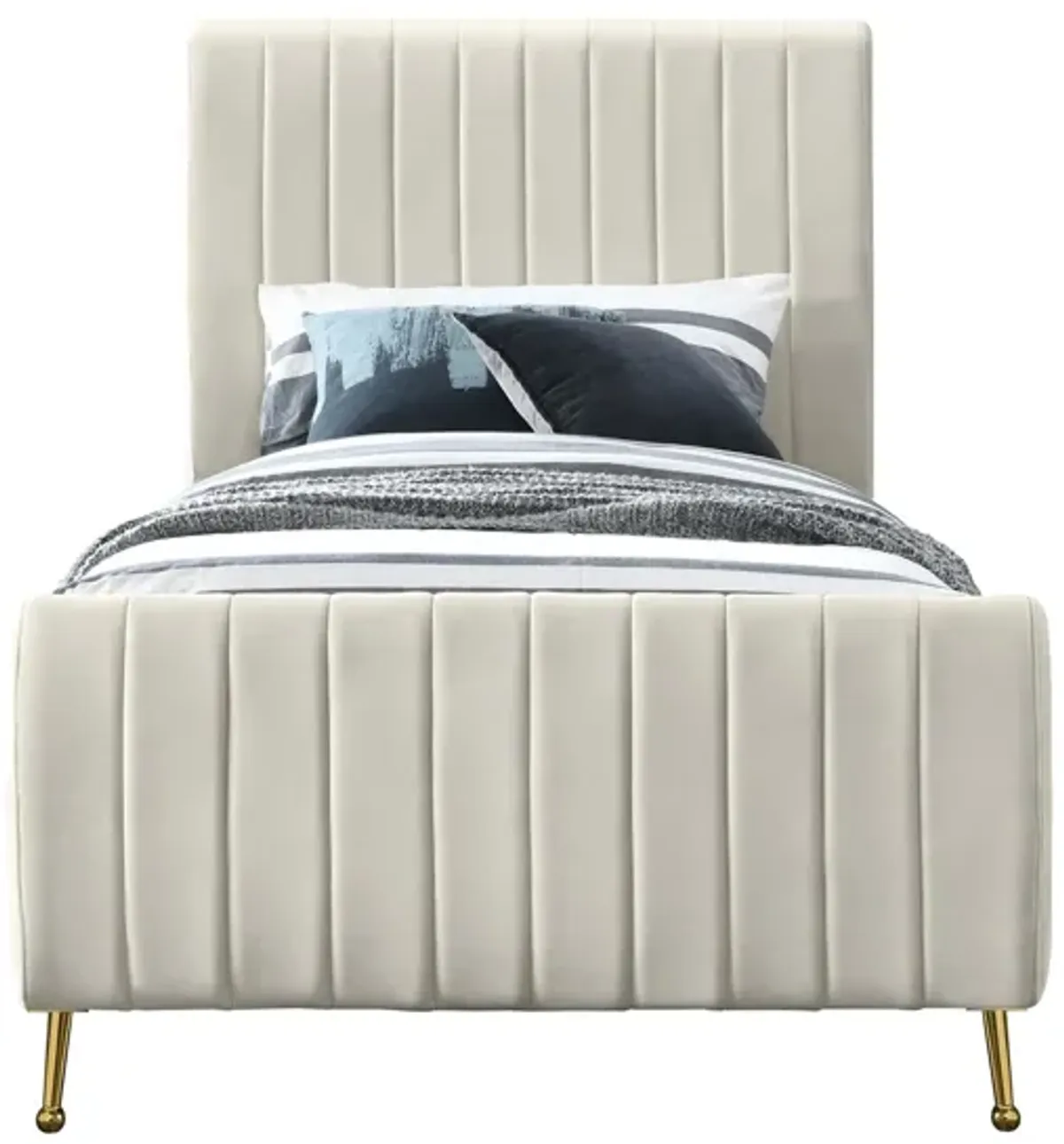 Zara Twin Bed in Cream White by Meridian Furniture