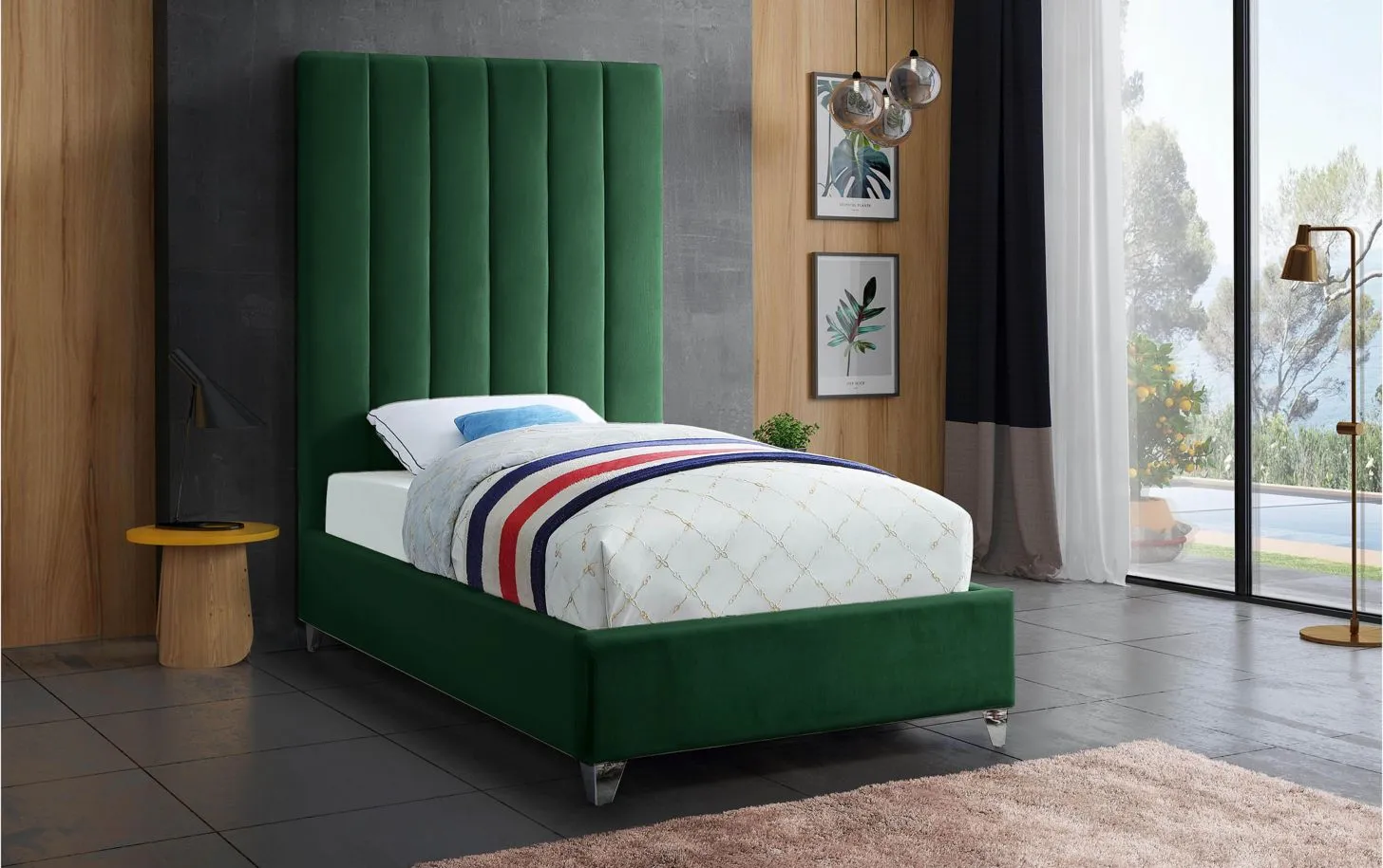 Via Twin Bed in Gray by Meridian Furniture