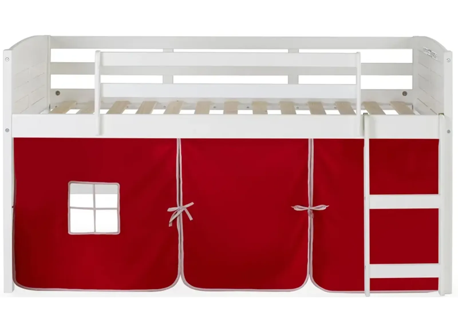 Donco Louver Low Loft Bed with Red Tent