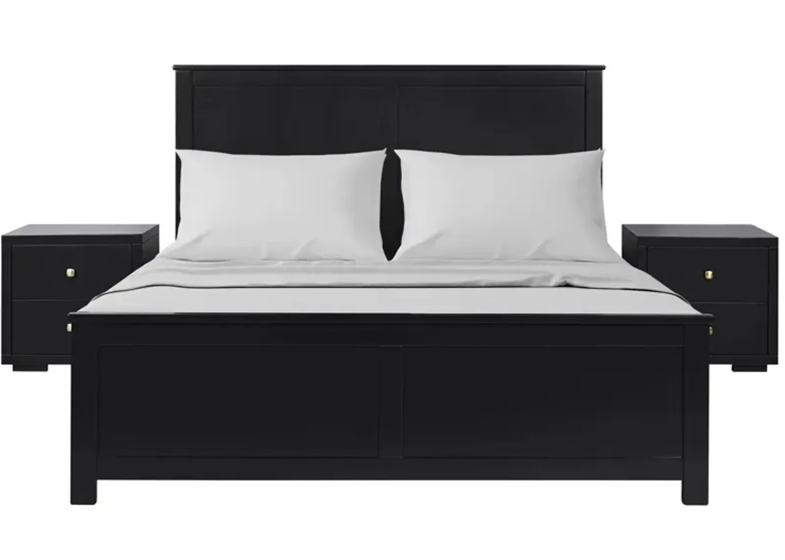 Winston Platform Bed with 2 Nightstands in Black by CAMDEN ISLE