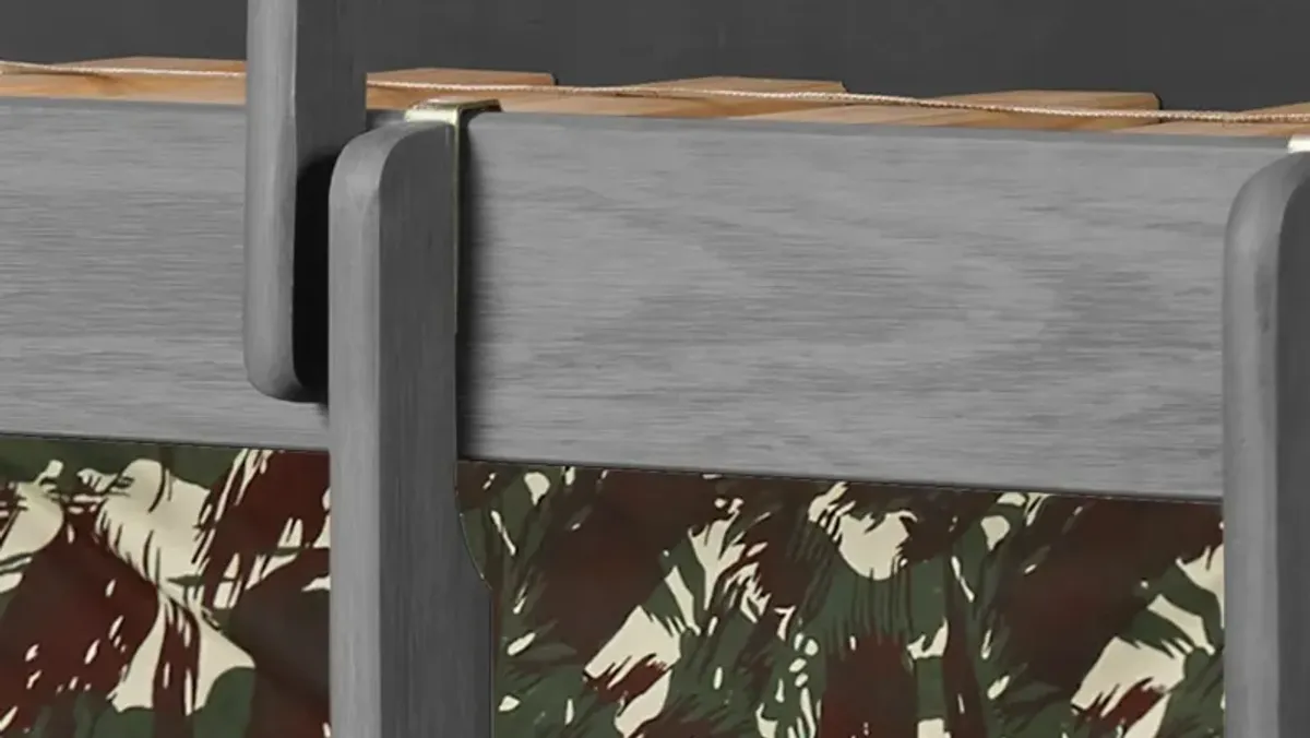 Donco Low Loft Bed with Camo Print Tent