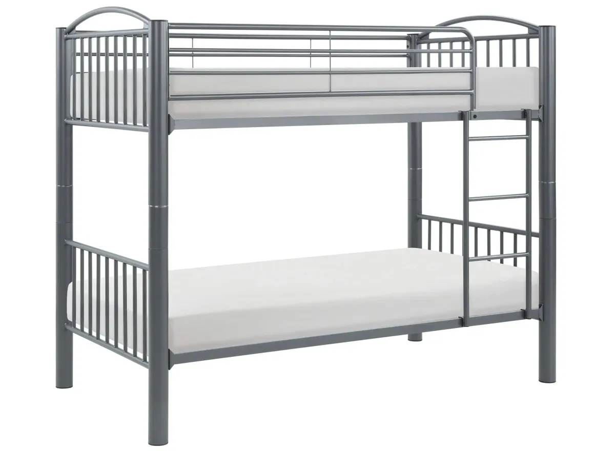 Transect Twin Over Twin Metal Bunk Bed in Gray by Homelegance