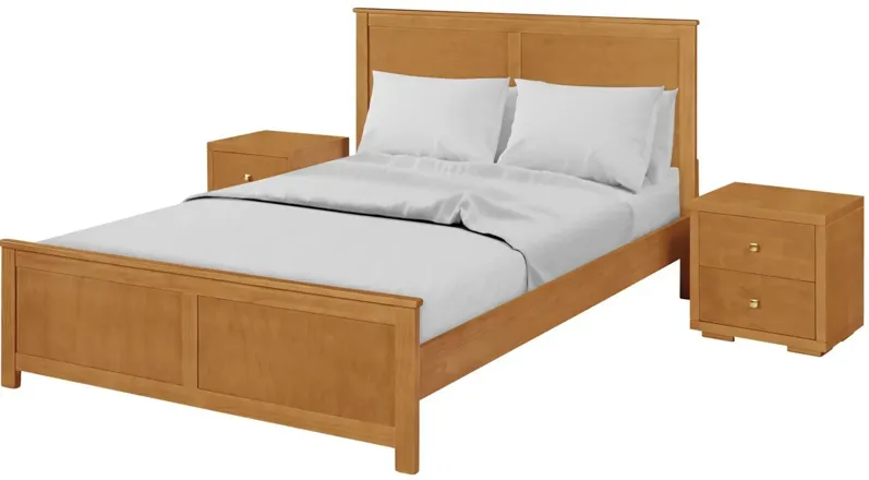 Winston Platform Bed with 2 Nightstands in Oak by CAMDEN ISLE