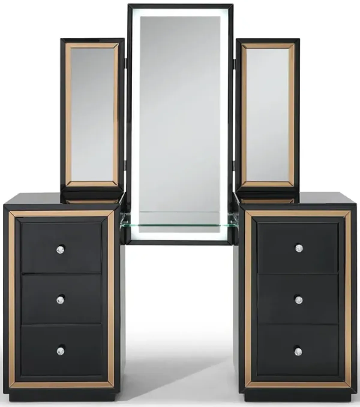 Amber Vanity and Mirror in Mirrored by Glory Furniture