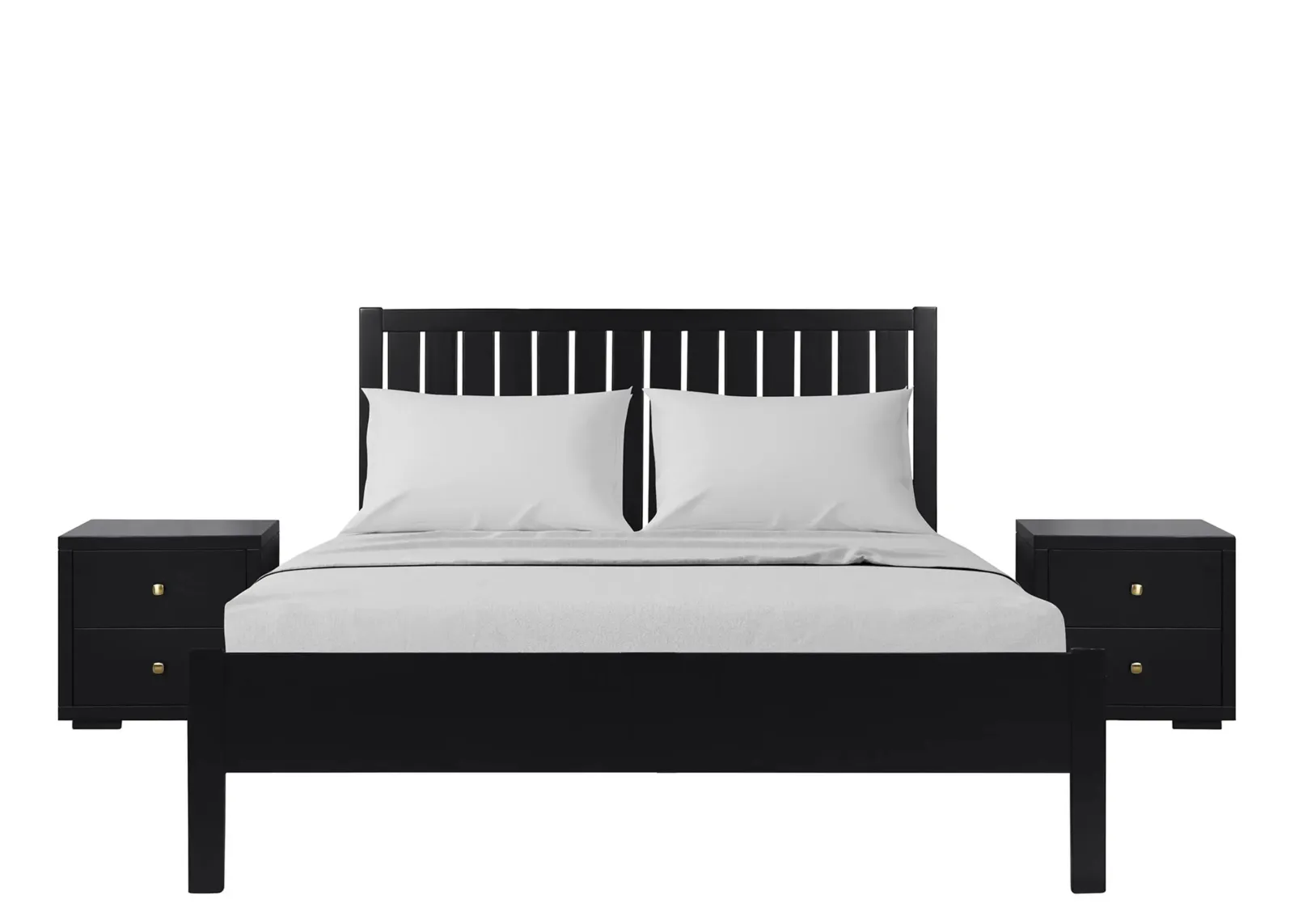 Graham Platform Bed with 2 Nightstands in Black by CAMDEN ISLE