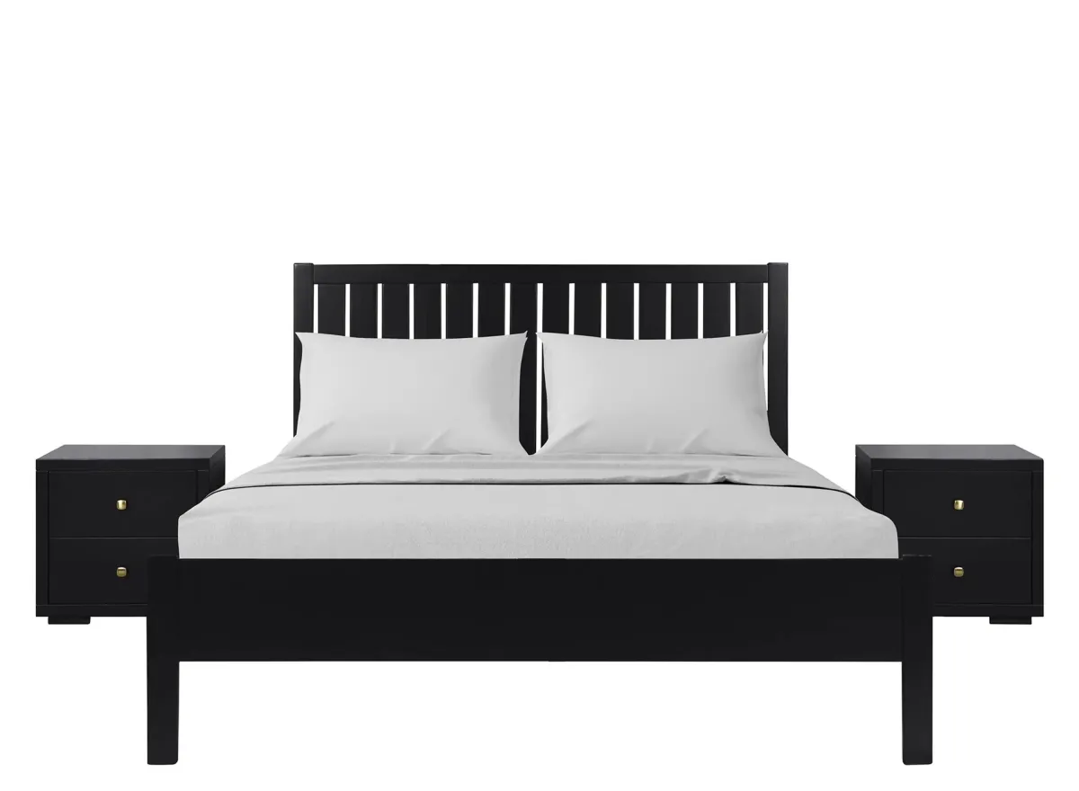 Graham Platform Bed with 2 Nightstands in Black by CAMDEN ISLE