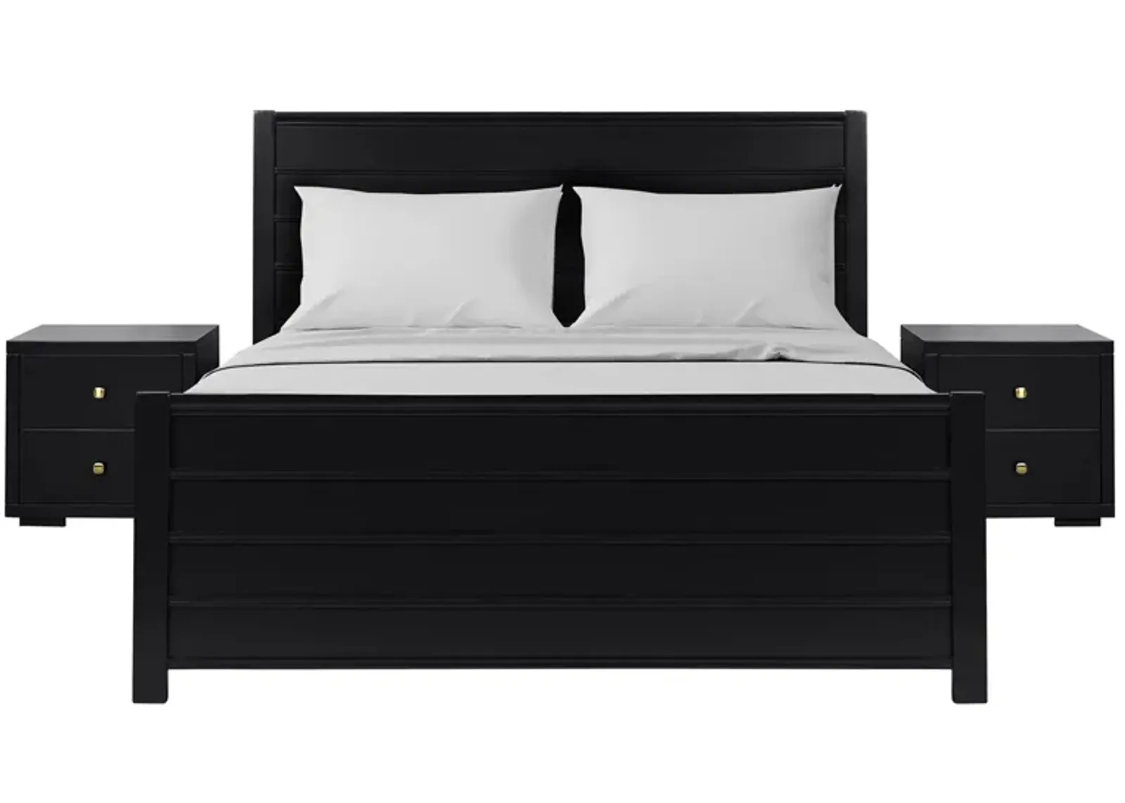 Caroline Platform Bed with 2 Nightstands in Black by CAMDEN ISLE