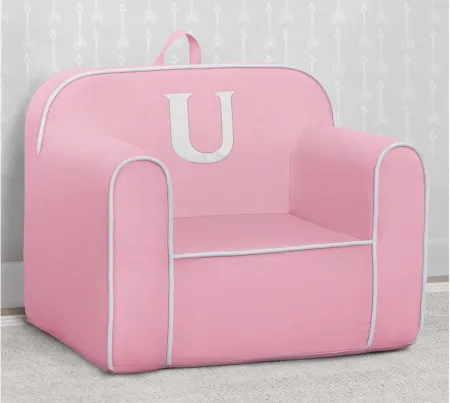 Cozee Monogrammed Chair Letter "U" in Pink/White by Delta Children
