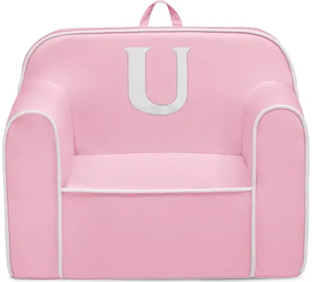 Cozee Monogrammed Chair Letter "U" in Pink/White by Delta Children