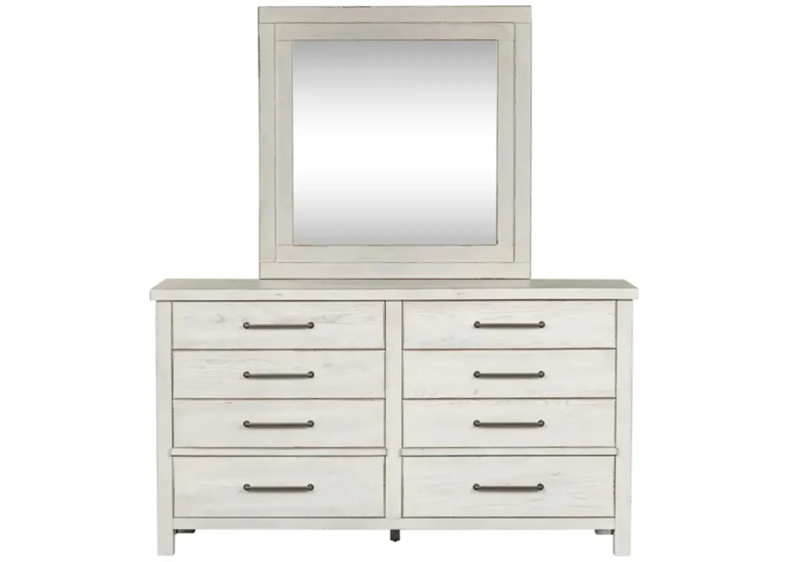 Marguerite Dresser w/Mirror in Flea Market White with Heavy Distressing by Liberty Furniture