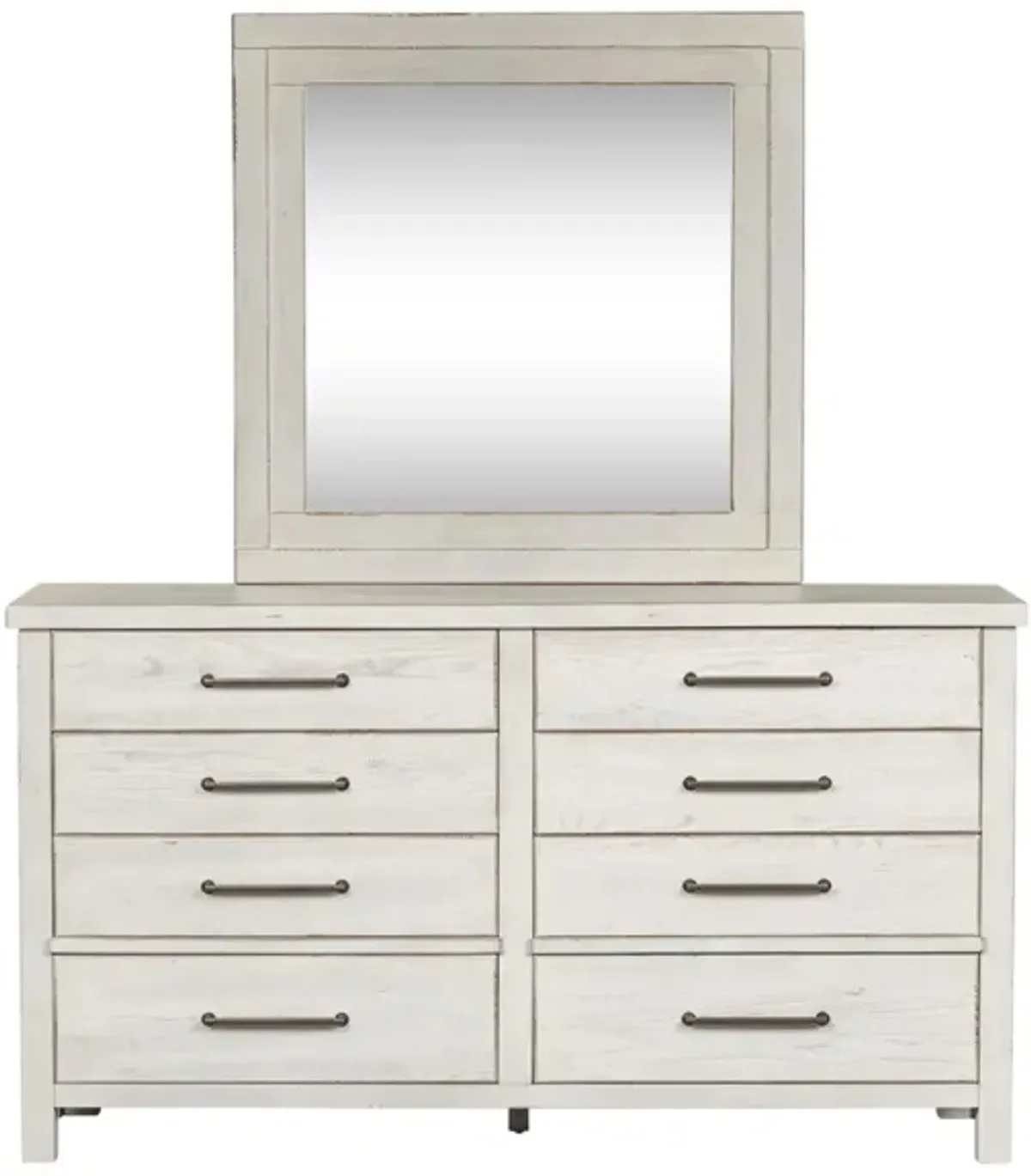 Marguerite Dresser w/Mirror in Flea Market White with Heavy Distressing by Liberty Furniture