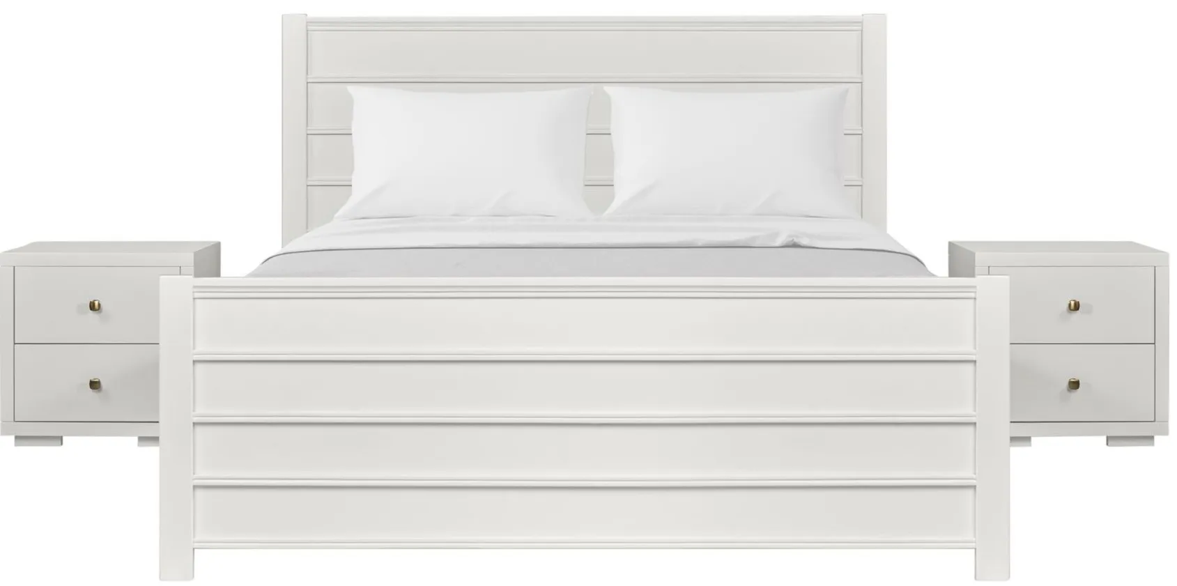 Caroline Platform Bed with 2 Nightstands in White by CAMDEN ISLE