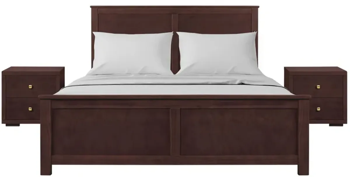 Winston Platform Bed with 2 Nightstands in Espresso by CAMDEN ISLE