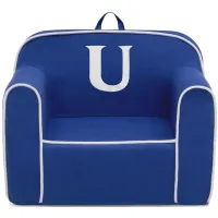 Cozee Monogrammed Chair Letter "U" in Navy/White by Delta Children