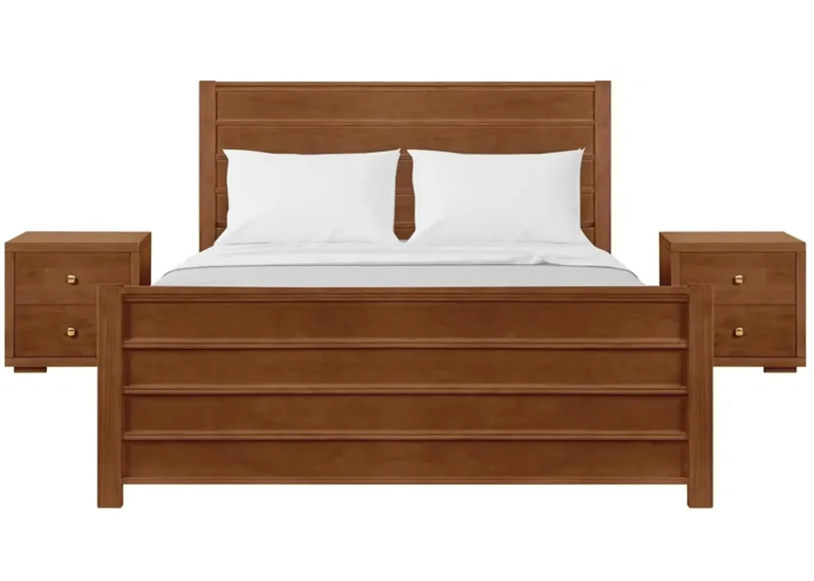 Caroline Platform Bed with 2 Nightstands in Walnut by CAMDEN ISLE