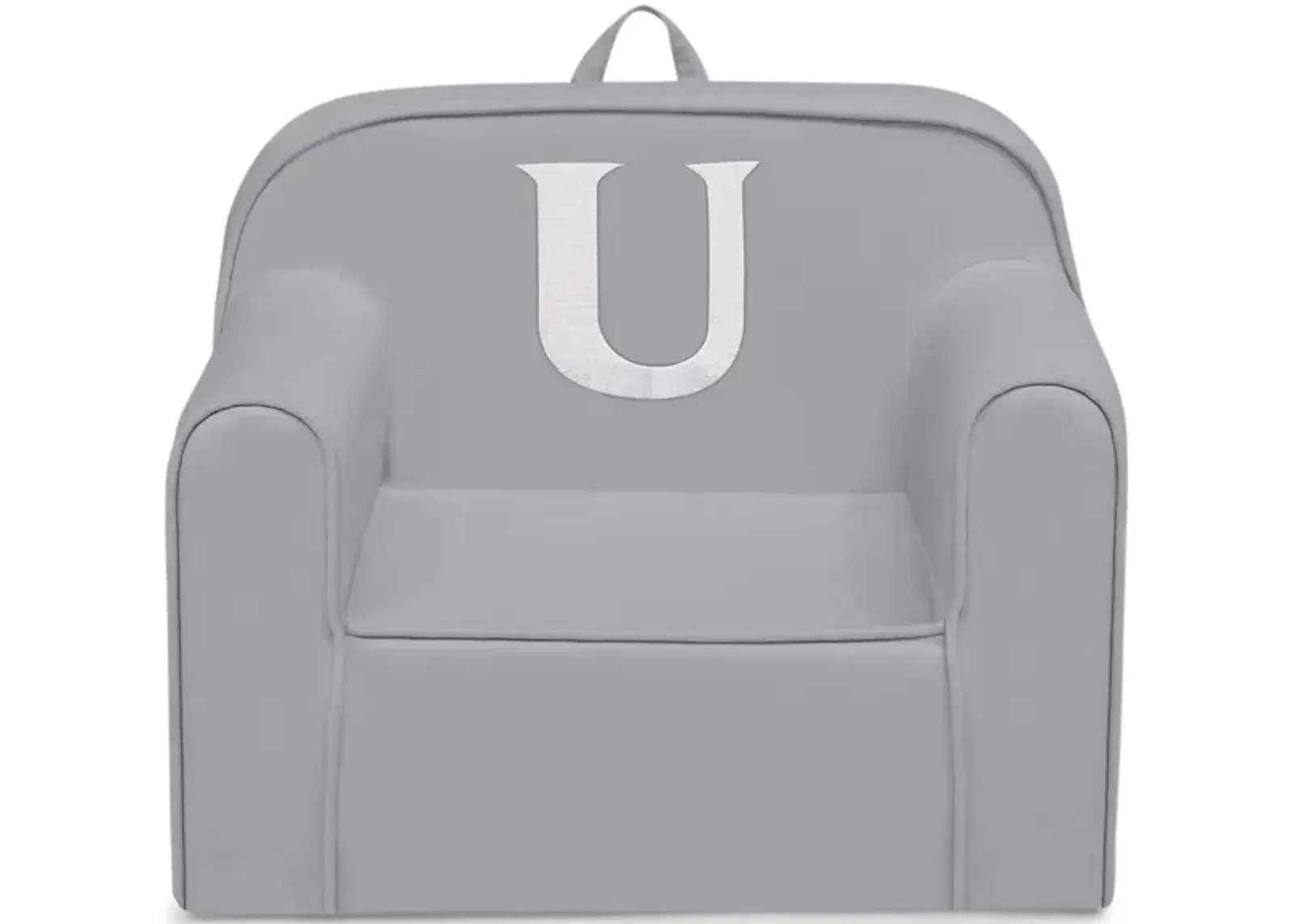 Cozee Monogrammed Chair Letter "U" in Light Gray by Delta Children