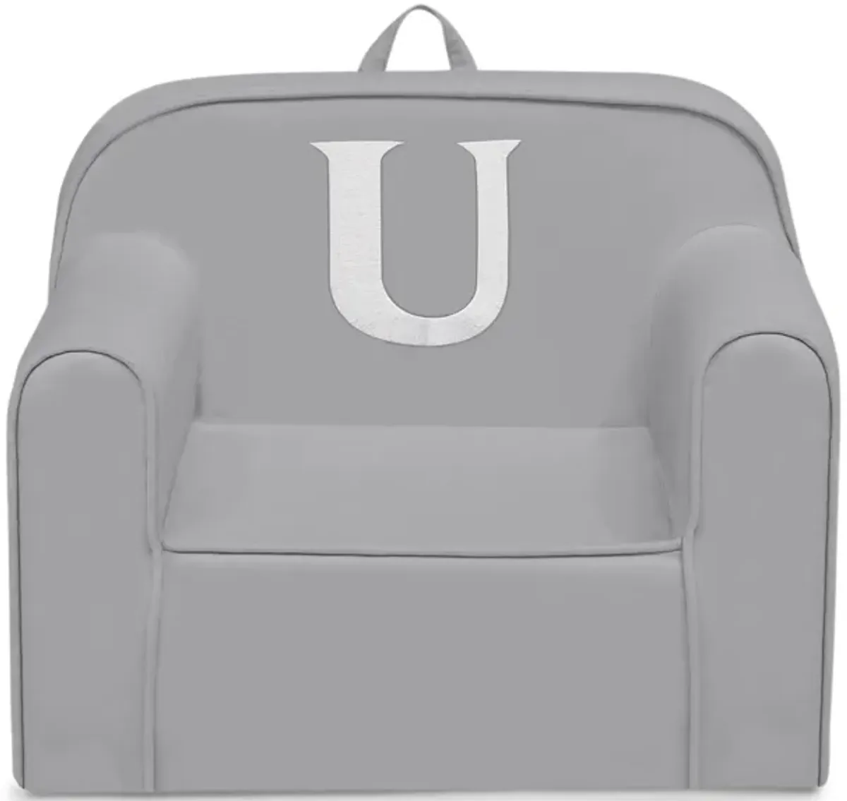 Cozee Monogrammed Chair Letter "U" in Light Gray by Delta Children