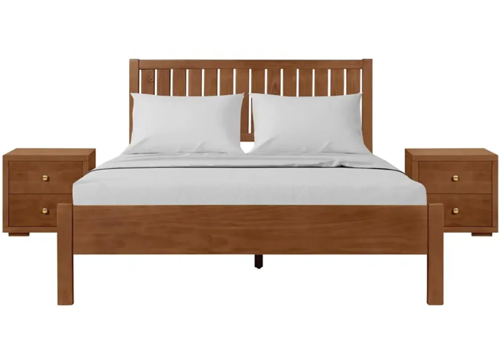 Graham Platform Bed with 2 Nightstands in Walnut by CAMDEN ISLE