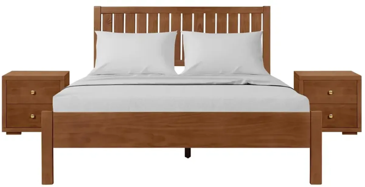 Graham Platform Bed with 2 Nightstands in Walnut by CAMDEN ISLE