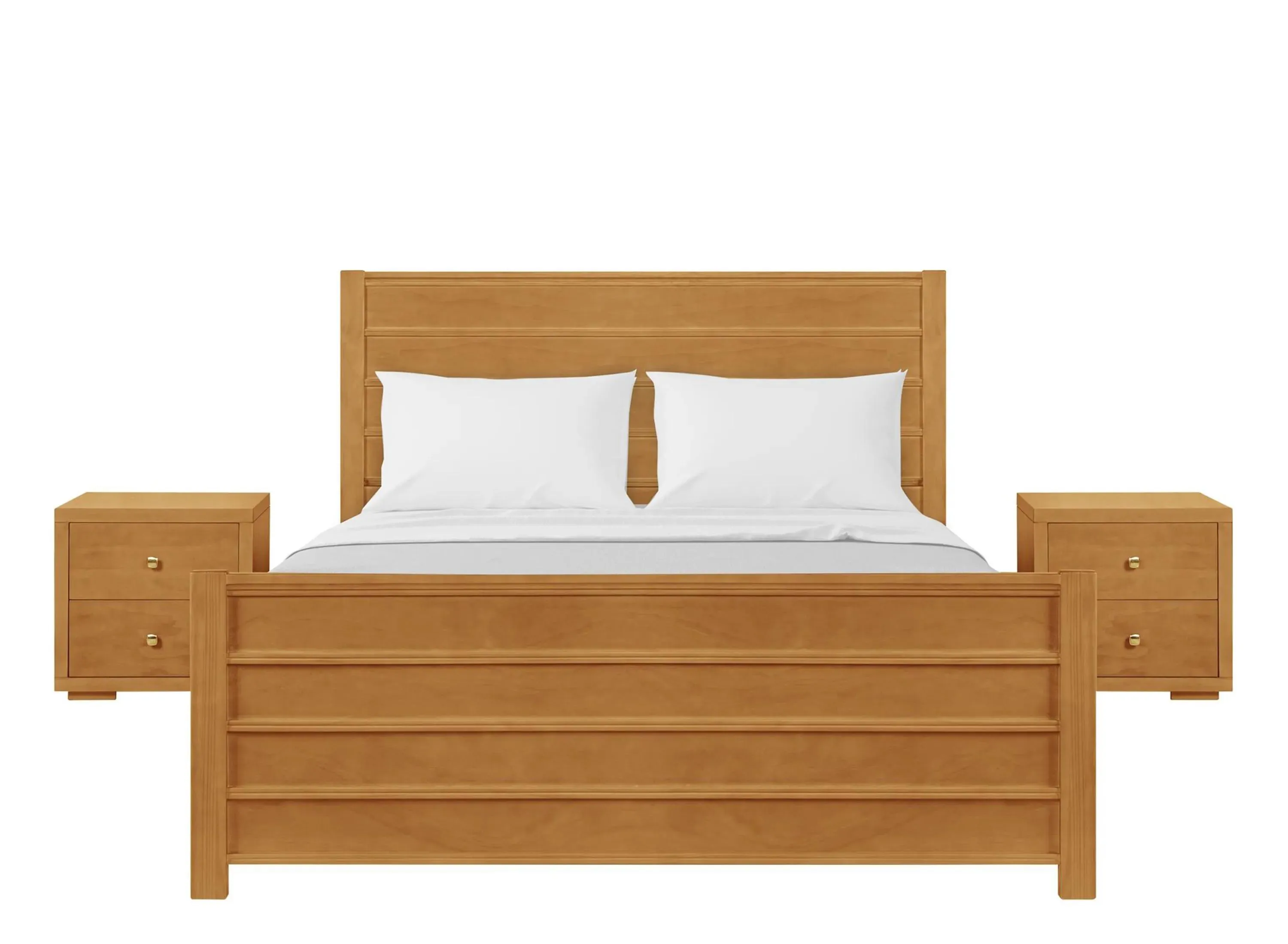 Caroline Platform Bed with 2 Nightstands in Oak by CAMDEN ISLE