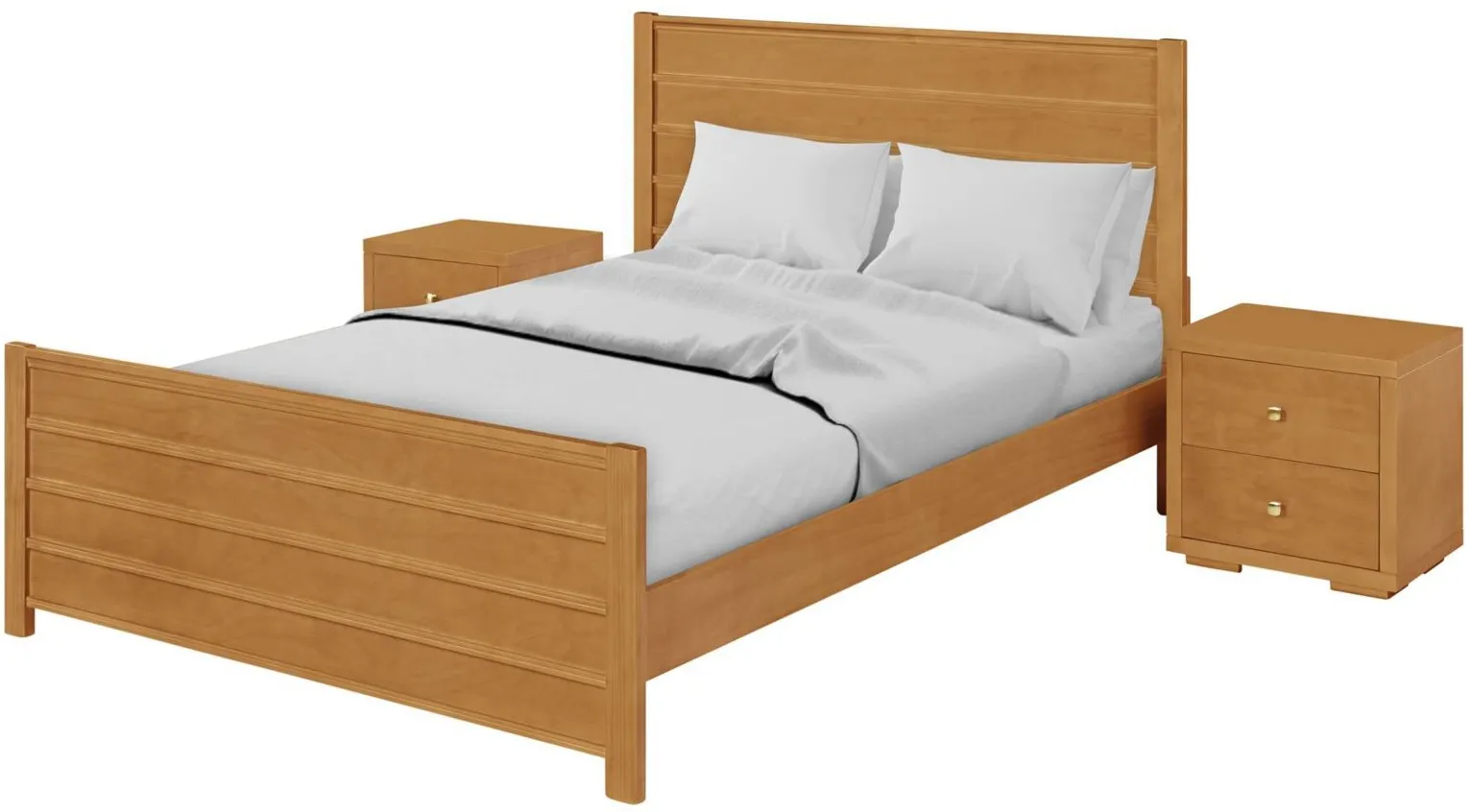 Caroline Platform Bed with 2 Nightstands in Oak by CAMDEN ISLE