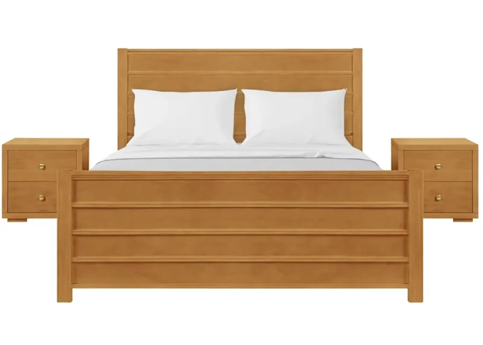 Caroline Platform Bed with 2 Nightstands in Oak by CAMDEN ISLE