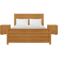 Caroline Platform Bed with 2 Nightstands in Oak by CAMDEN ISLE
