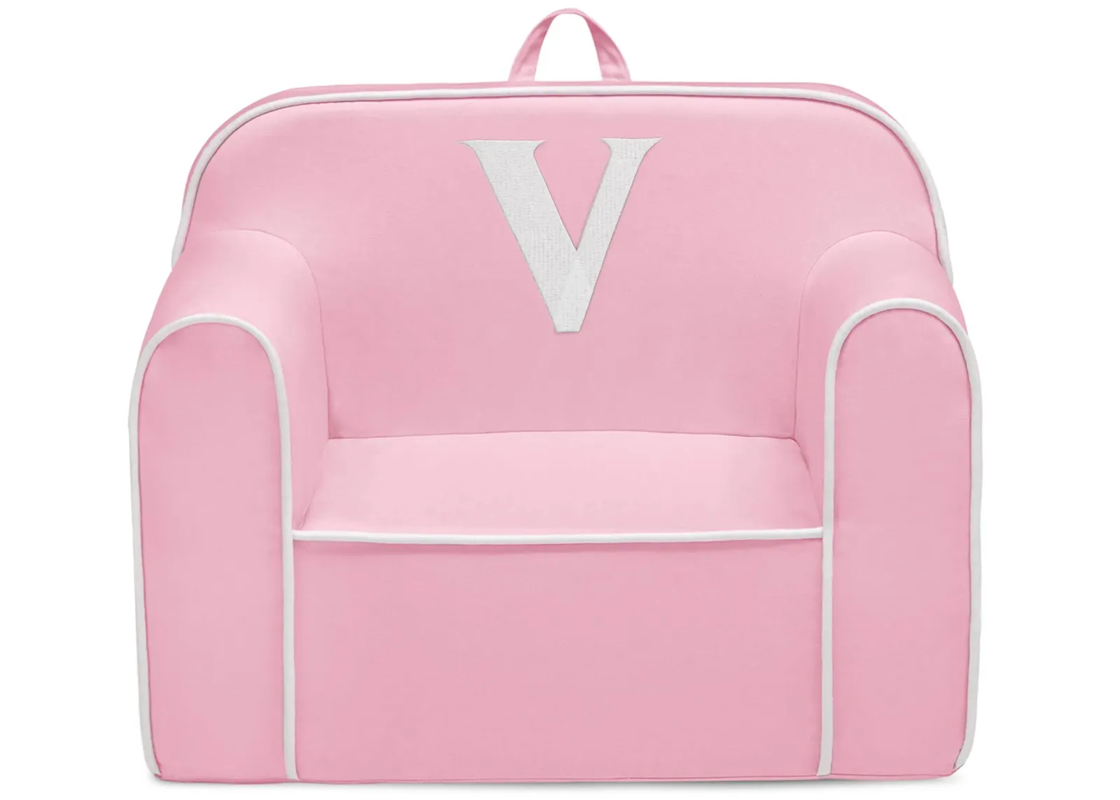 Cozee Monogrammed Chair Letter "V" in Pink/White by Delta Children