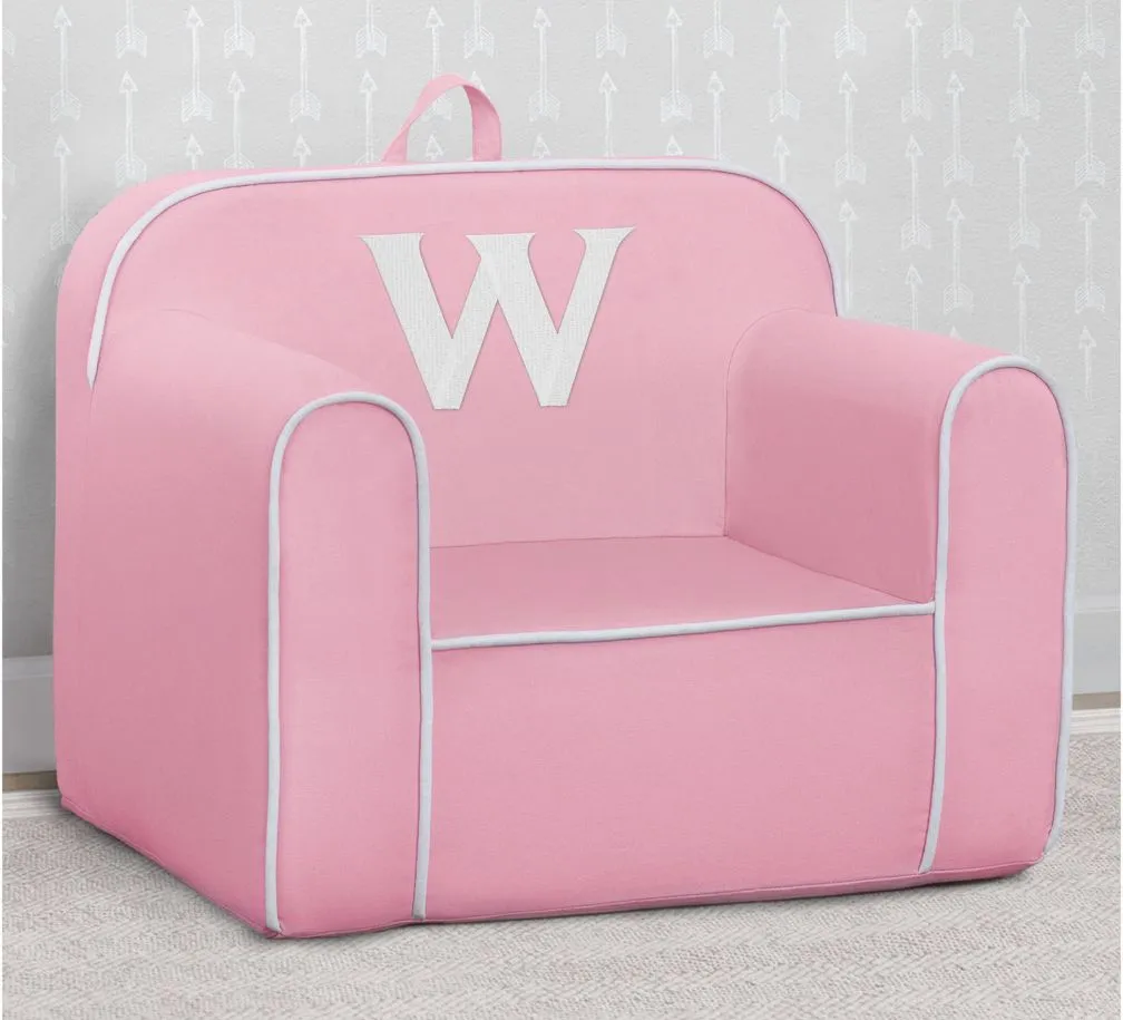 Cozee Monogrammed Chair Letter "W" in Pink/White by Delta Children