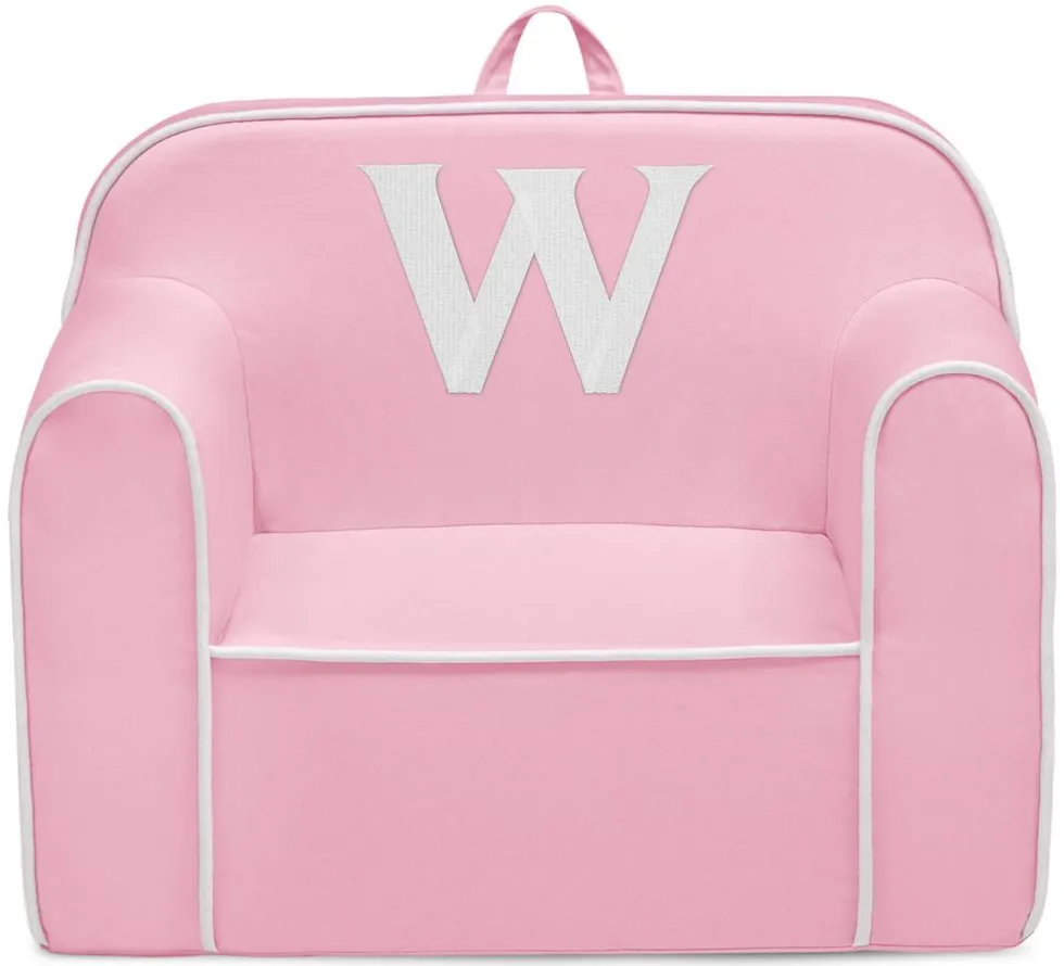 Cozee Monogrammed Chair Letter "W" in Pink/White by Delta Children