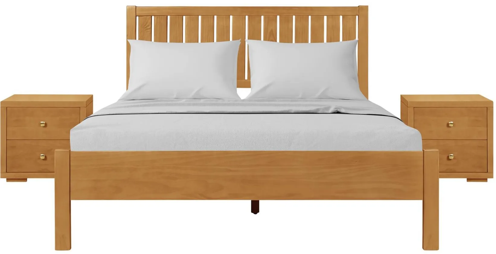 Graham Platform Bed with 2 Nightstands in Oak by CAMDEN ISLE