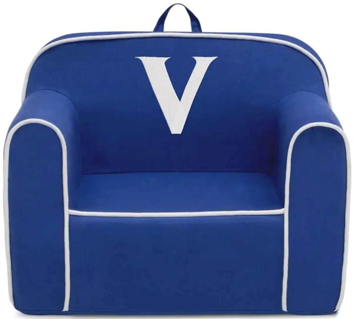 Cozee Monogrammed Chair Letter "V" in Navy/White by Delta Children