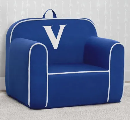 Cozee Monogrammed Chair Letter "V" in Navy/White by Delta Children