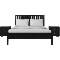 Graham Platform Bed with 2 Nightstands in Black by CAMDEN ISLE