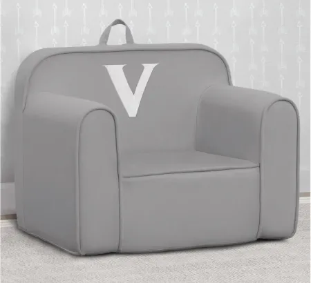 Cozee Monogrammed Chair Letter "V" in Light Gray by Delta Children