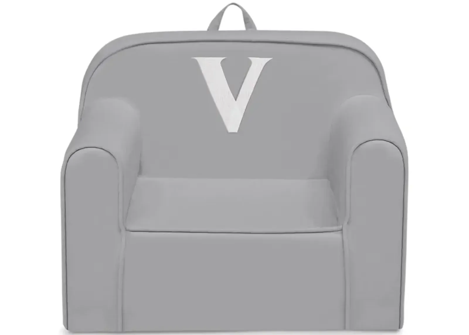 Cozee Monogrammed Chair Letter "V" in Light Gray by Delta Children