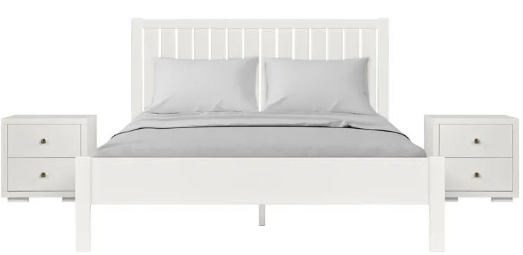 Graham Platform Bed with 2 Nightstands in White by CAMDEN ISLE