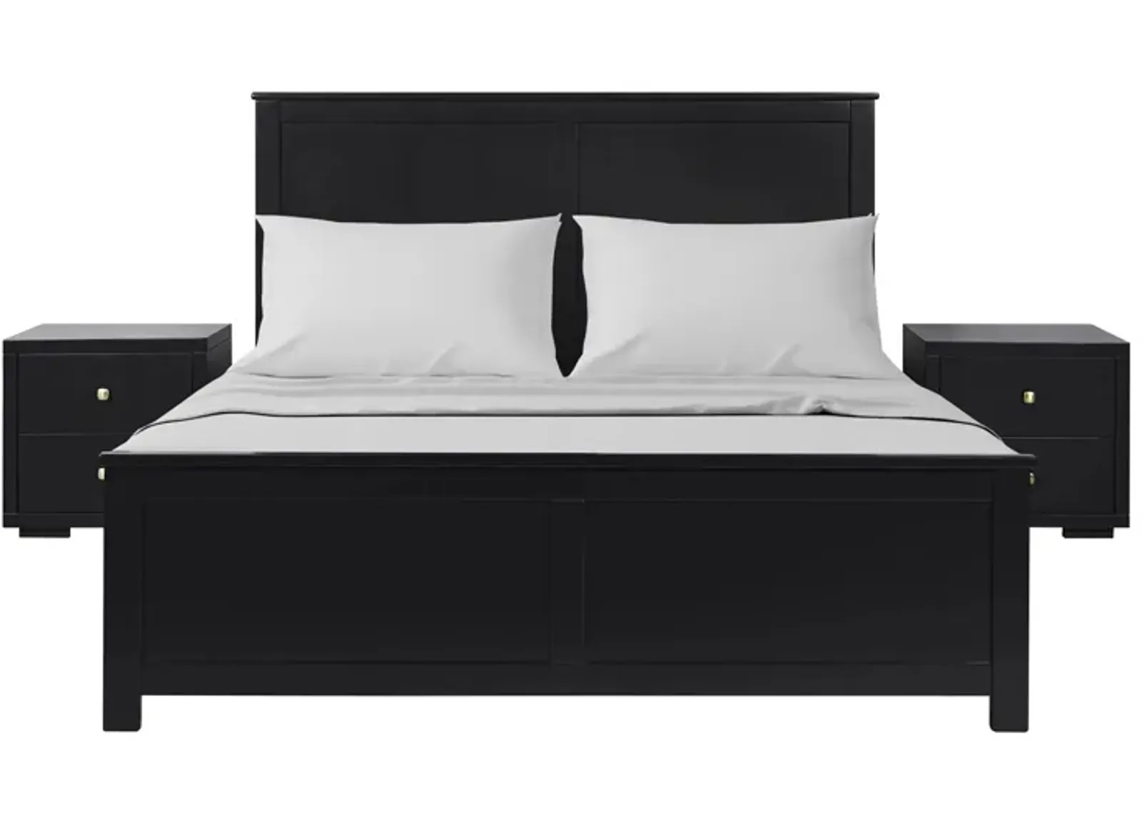 Winston Platform Bed with 2 Nightstands in Black by CAMDEN ISLE